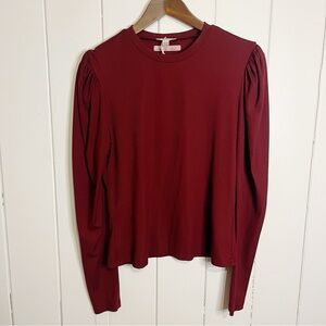 Rebel Sugar Burgundy Ruffle Cap Long Sleeve Ribbed Top. Size XL.